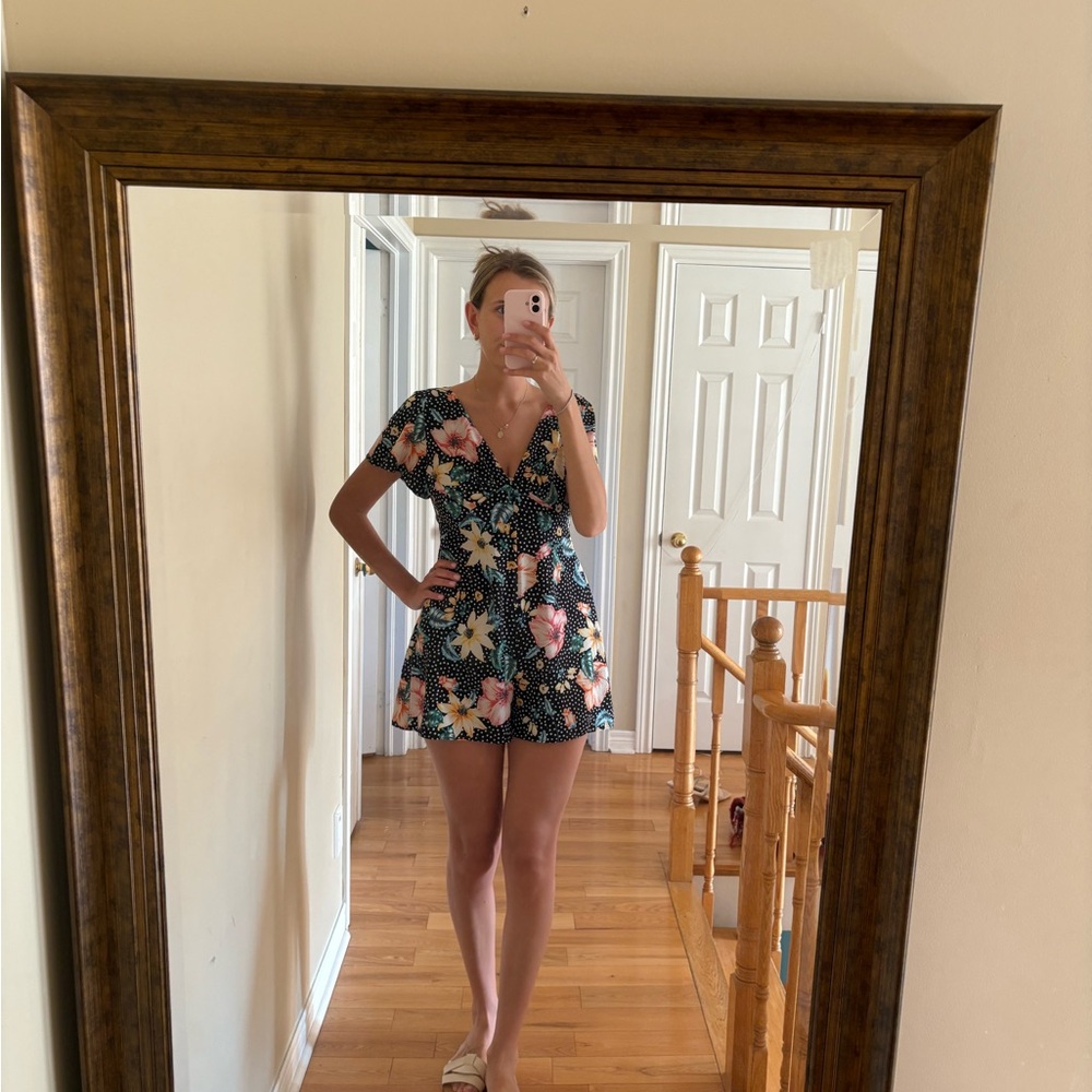 Zara Polka Dot Floral Romper